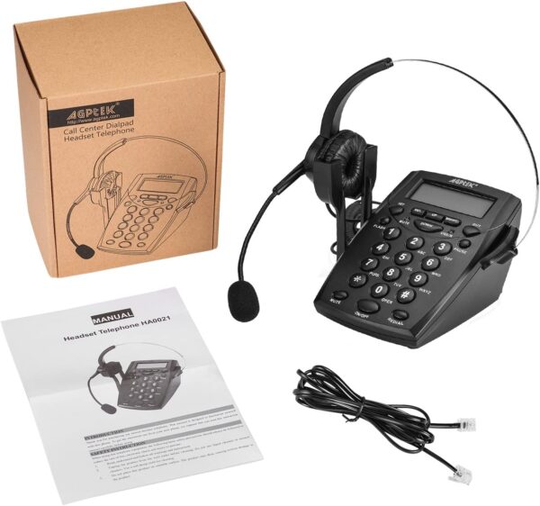 AGPtek Call Center Dialpad Headset Telephone with Tone Dial Key Pad & REDIAL - Image 6