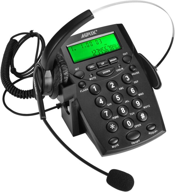 AGPtek Call Center Dialpad Headset Telephone with Tone Dial Key Pad & REDIAL