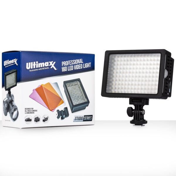 ULTIMAXX Professional 160 LED Video Light Camera Hot Shoe Mount