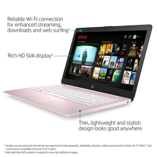 HP Stream 14", Intel Celeron N4020, 4GB RAM, 64GB eMMC, Rose Pink, Windows 10 (S Mode), 14-cb172wm - Image 3