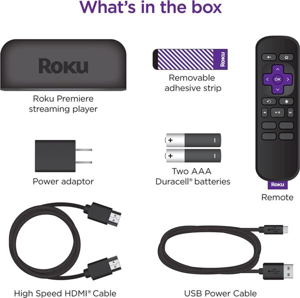 Roku Premiere | HD/4K/HDR Streaming Media Player with Simple Remote and Premium HDMI Cable, Black - Image 3